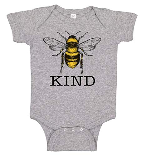 Bee Kind Cute Honey Bee Baby Infant One-Piece Bodysuit Romper 4 Great Colors Heather Grey