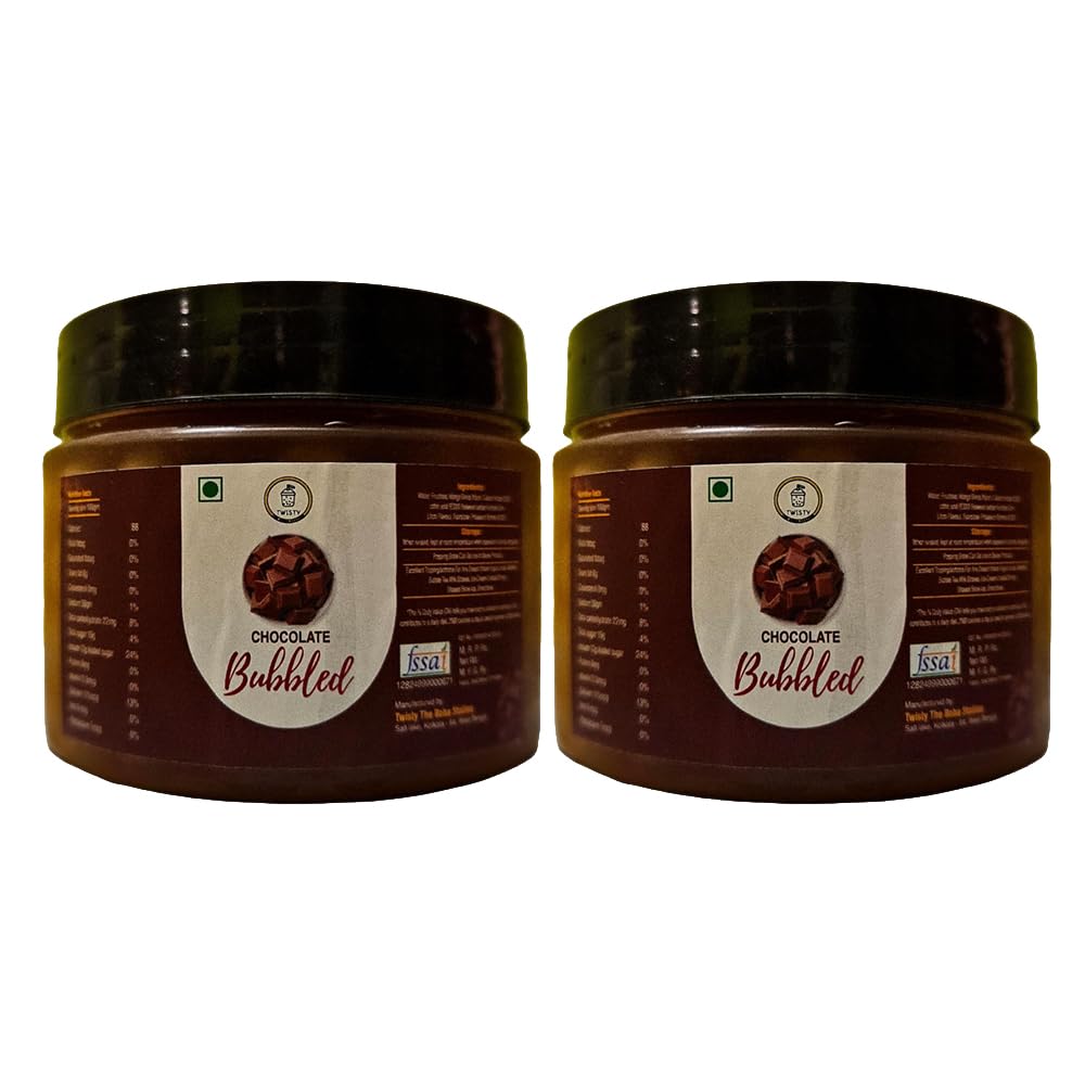 Twisty The Boba Station® 330g Chocolate Popping Boba with 12mm Straws for Bubble Tea, Milkshakes, Ice Cream & Yogurt | Tasty and Delicious | Pack of 2