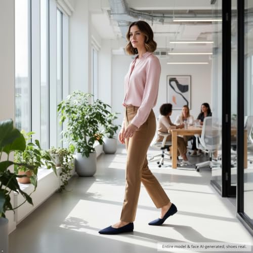 Image of Flats for Women Pointed Toe Knit Foldable Ballet Flat Shoes