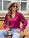 Zeagoo Pink Shirts for Women Long Sleeve Silk Button Down Blouse Business Work Tunic Tops