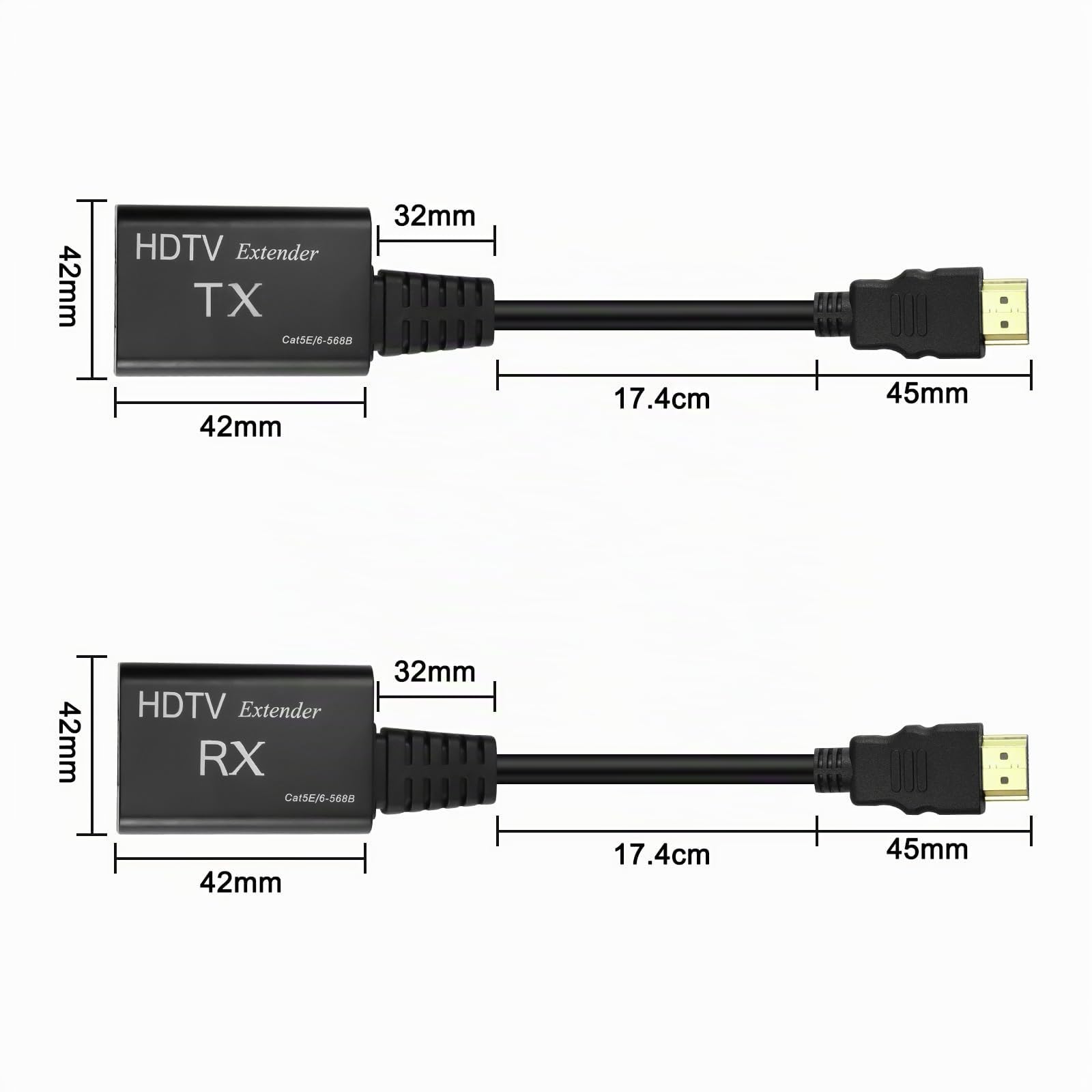XMSJSIY Rallonge HDMI mâle vers RJ45 réseau LAN 60 m Convertisseur répéteur sur Cat 5e/6 1080p jusqu'à 60 m pour HDTV HDPC 4K 2K (60 m) - Besoin de régler la distance de transmission