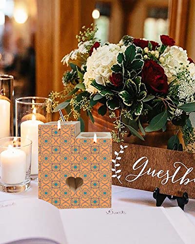 Tribal Wooden Candle Holder- Candlestick Holders With 2 Tealights, Double-Sided Print, Unique Friend Gifts Mom Gifts Sister Gift Friend Gifts For Women, Ethnic Oriental Geometric #TOP4