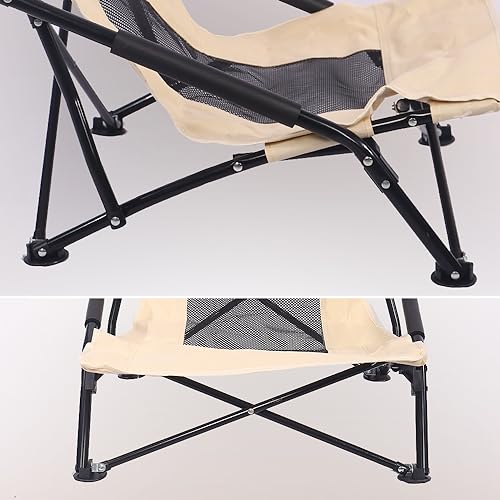 Image of YATAI Patio Lounge Low Height Chair with Arm Rest for Reading with cusion Garden Chair Outdoor Reclining Chair Recliner with Adjustable Headrest Support for Camping Picnic Swimming Pool Beach