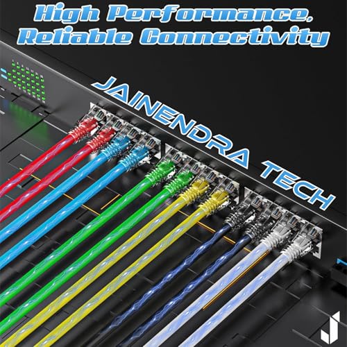 Image of Cat6 Ethernet Patch Cable 24-Pack (7 ft) - Technician Grade Slim & Flexible LAN Cables - Gigabit RJ45 Network Patch Cord for Switch, Patch Panel, Router, Server Rack- Gold-Plated