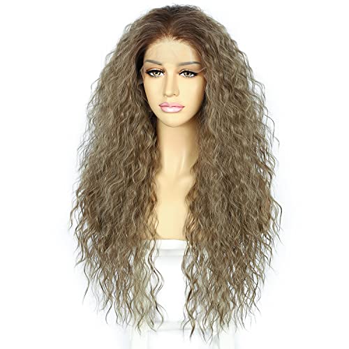 Sapphirewigs Curly Lace Front Wig Brown Curly Synthetic Wigs for Women 13x3 Daily Wear Party Christmas Halloween Heat Resistant 26 inch - Image 3