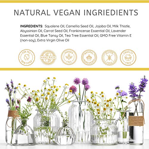 The Yellow Bird Balancing Blue Tansy Face Oil – Skin Glowing Serum. Collagen Support. Promotes Clear Skin Naturally. Wrinkle & Pore Minimizer. Natural, Vegan Facial Moisturizer. #TOP2