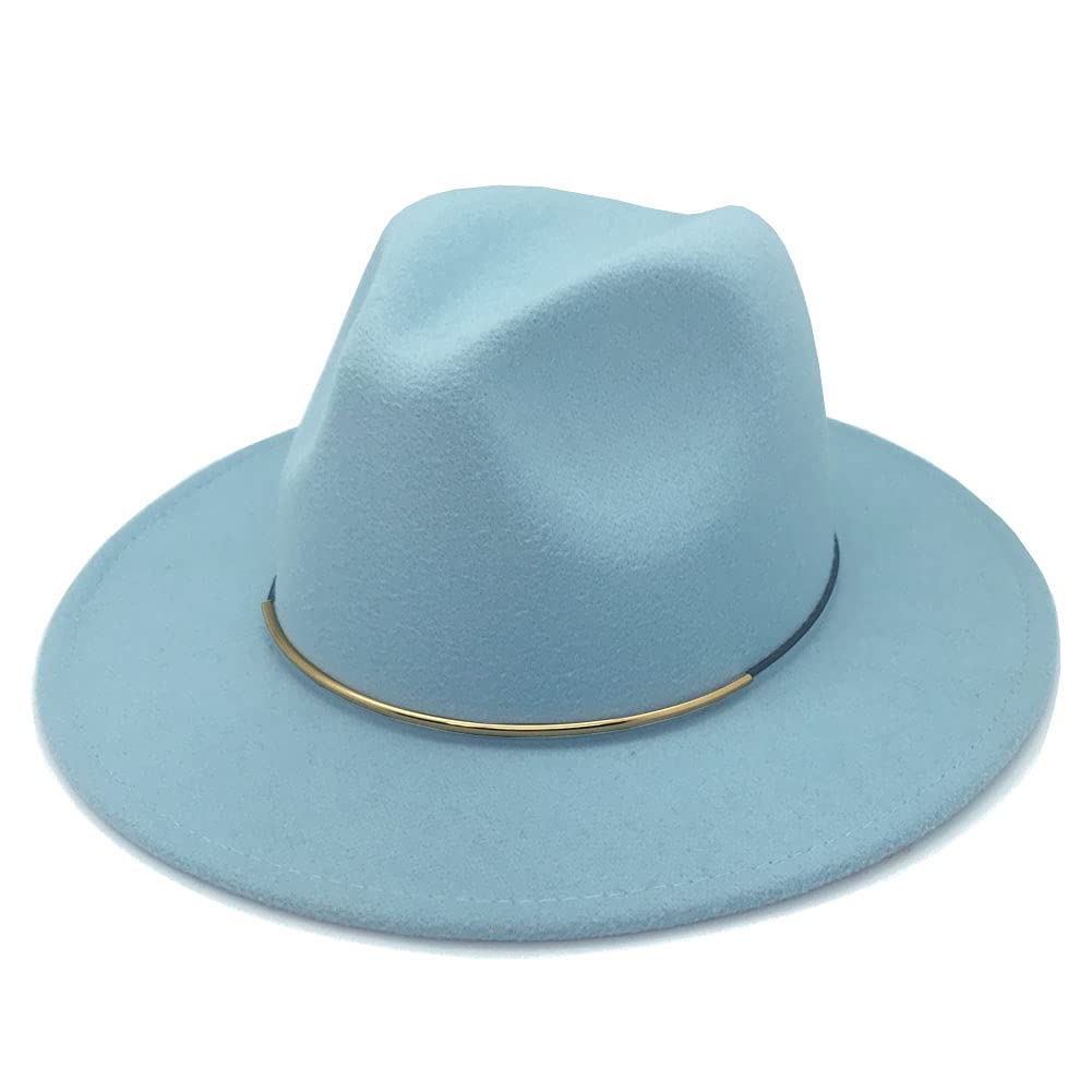 BaZhuaYu001 Womens Fedora Hats with Belt Buckle Wide Brim Panama Fedora Cap
