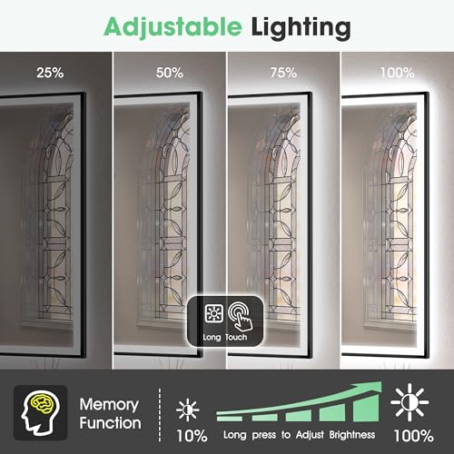 S'bagno 80x80cm Bluetooth-Bathroom-Mirror-with-LED-Lights, LED Bathroom Mirror with Iron Frame, Defogging/ 3000K 4000K 6500K/ Memory, IP44 Waterproof, Toughened Glass, Black - Image 5