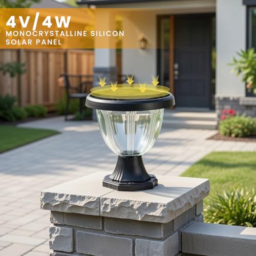 Image of Hardoll Solar Light Outdoor Home for Gate Pillar Garden Waterproof LED Lamp 4000mAh LiFePO4 Battery Auto On Off Remote Control 3 Color Modes Outdoor Wall Light (Pack of 2)