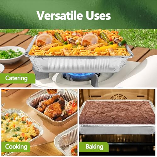 Image of Thickened 20 Pack Heavy Duty Aluminum Pans with Lids, 9x13 Aluminum Foil Pans Disposable, Half Size Steam Table Foil Baking Tray for Cooking, Baking, Roasting & Chafing, Carton Packaging