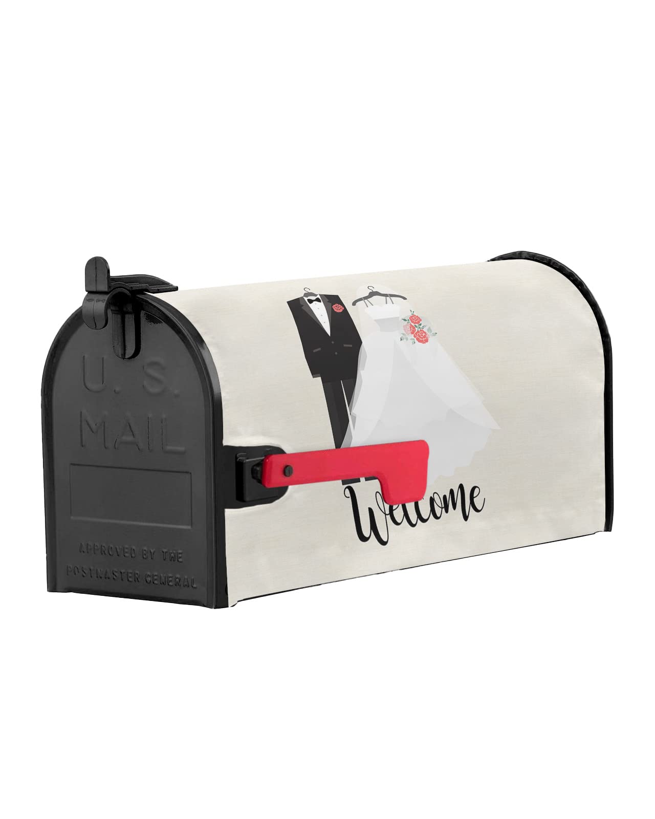 KITHOME Outdoor Magnetic Mailbox Cover - Welcome Wedding Decoration Man's Suit Wedding Dress Mailbox Covers Standard Size 21x18inch Polyester Mailbox Wraps Cover for Home Garden Decoration