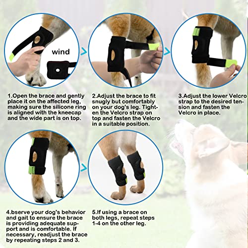 Image of 1 Pair Dog Leg Brace for Rear Leg, Hock & Ankle, Canine Hock Joint Compression Wrap with Dual Metal Strips and Safety Reflective Straps for Torn ACL & CCL, Injury and Sprain Protection, Black (L)