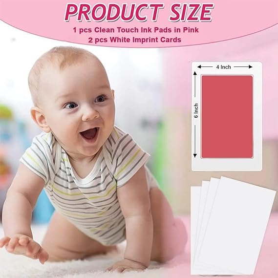 Keshmart Large Clean Touch Ink Pad for Baby Handprints and Footprints, Inkless Infant Hand & Foot Stamp, Safe for Babies, does not Touch Skin – Perfect Family Memory or Gift (RED) 1