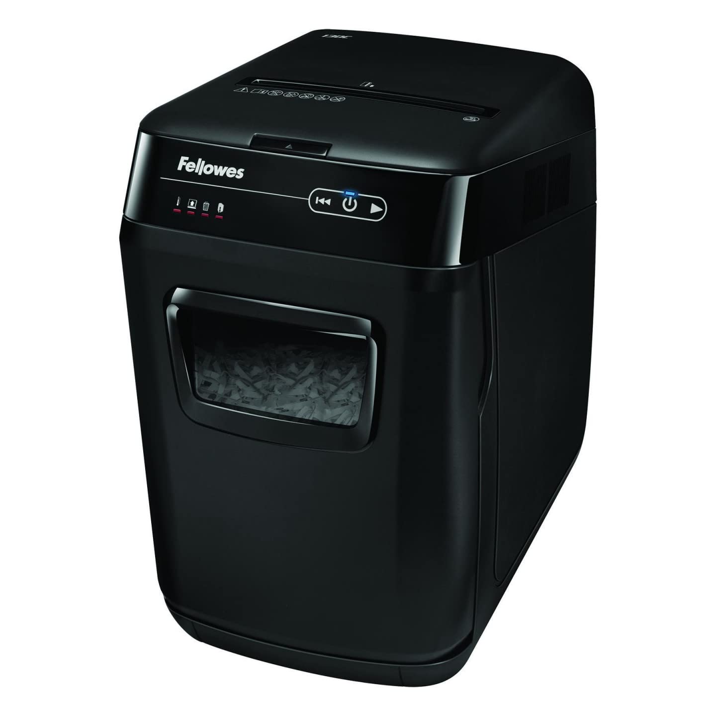 Fellowes Destructeur de Documents Automatique AutoMax 150C, Coupe Croisée, Sécurité DIN P-4, 150 Feuilles, Corbeille 32L, Professionnel, Auto Reverse, Silencieux, Mise en Veille Automatique, 4680101