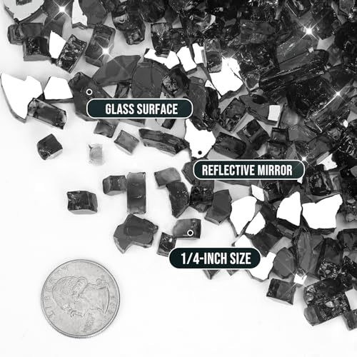 Image of Skyflame 10-Pound Fire Glass for Fireplace Fire Pit and Landscaping, Onyx Black Reflective, 1 /4-Inch