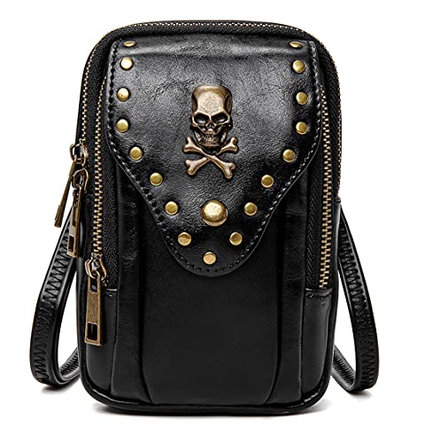 Punk Gothic Totenkopf Tragetasche Frauen Handtasche Single Schulter Taille Tasche Handy Geldbörse Steampunk Retro Frauen Reise Geldbörse Motorrad Tasche Nieten Mode Cover