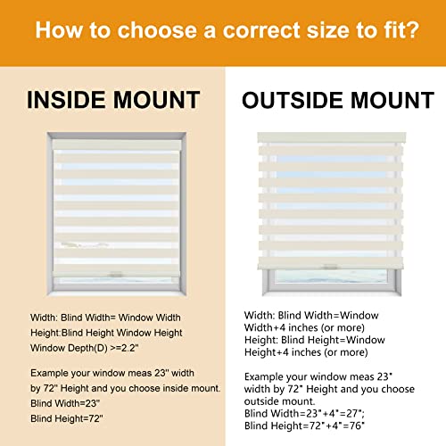 Image of Persilux Cordless Zebra Blinds for Windows (34 inch W x 64 inch H, Beige) with Upgraded Cassette Room Darkening Dual Layers Sheer Shades Thermal Insulated Window Roller Blinds for Home