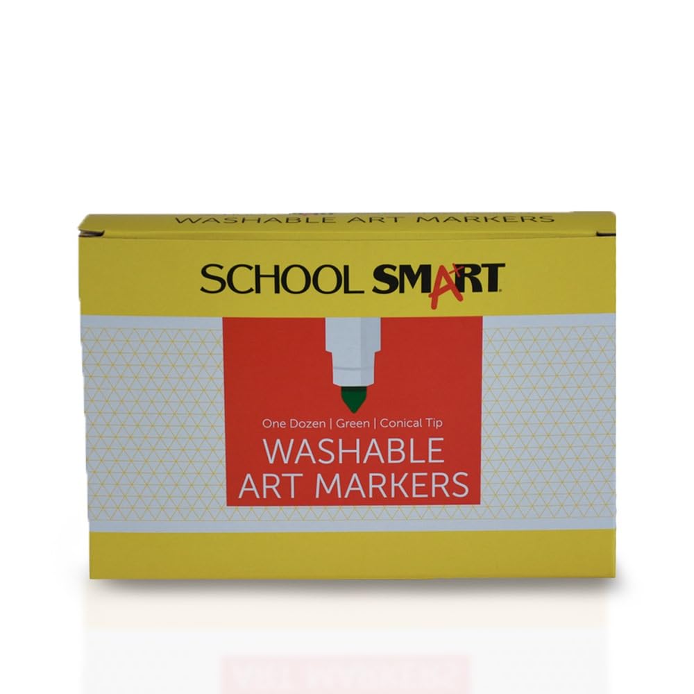 School Smart Washable Art Markers, Conical Tip, Green, Pack of 12 - Image 9