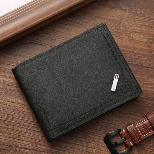 Card Bag Multi-card Slot Short Wallet Large-capacity Coin Purse Men(Black)