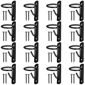 Tudomro 16 Pcs Equestrian Bucket Hook Hangers Metal Bucket Hooks for Horse Horse Water Bucket Hook Horse Feed Bucket Hooks with 32 Screws for Horse Stable Barn Farmhouse Supplies (Black)