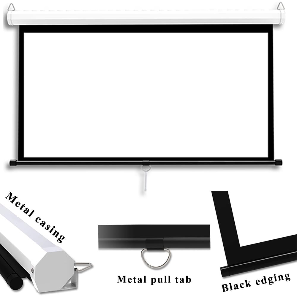 Telo Proiettore 60 Pollici Schermo Proiettore Manuale Schermo Di Proiezione Avvolgibile, Telo Videoproiettore Per Riunioni Home Cinema(60inch (4:3))