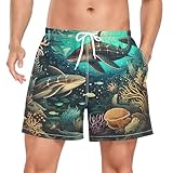 Wzzzsun Tiburón Pez De Mar Arte Bañador para Hombre Bañadores Shorts Pantalones Cortos para Natacion Piscina Surf Playa