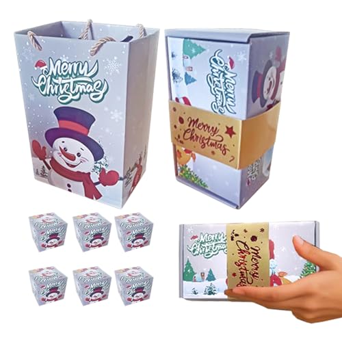 Cajas de regalo de Navidad, cajas de regalo de cartón, caja de Navidad, caja de regalo de cartón de casa de jengibre con asas, recuerdo de fiesta de vacaciones para dulces, aperitivos