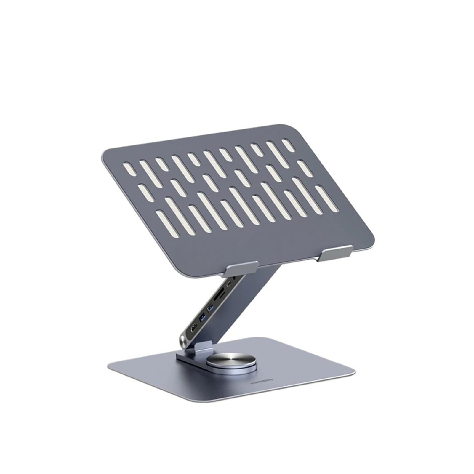 Supporto for laptop con dock USB-C, supporto in alluminio girevole a 360° | Supporto for laptop+dock USB-C, rotazione a 360°, HDMI 4K, ricarica PD, alluminio ergonomico