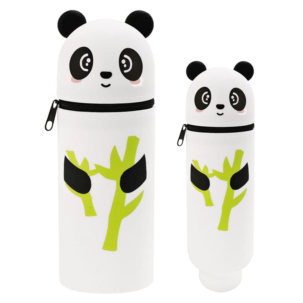 2-in-1 Silikon-Federmäppchen Mit Panda-Motiv – Klappbar Zu Stifthalter, Wasserdicht & Kawaii