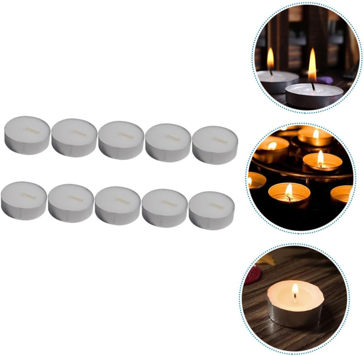10pcs White Round Smokeless Tea Light Candles for Garden Yard