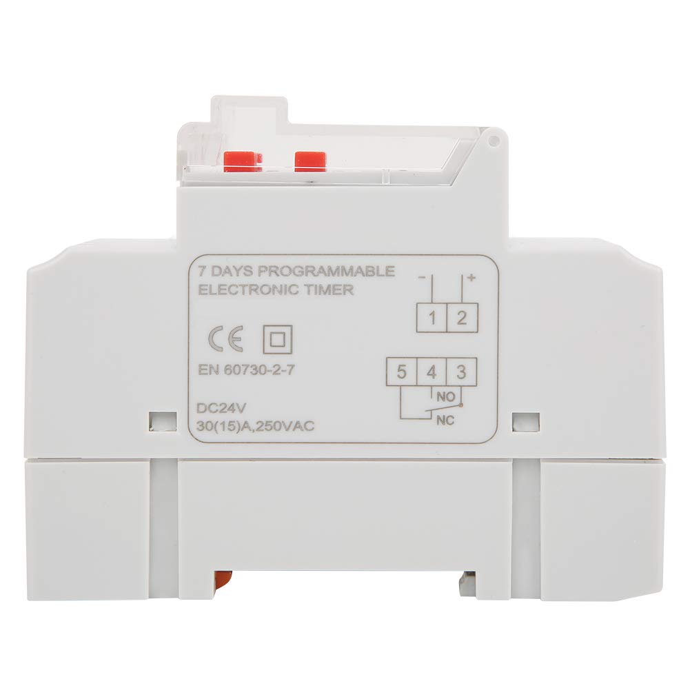 Interrupteurs de Minuterie Murale, DC 24 V 30 A Hebdomadaire 12/24 Heures Interrupteur de Minuterie LCD Contrôle Marche/arrêt Relais de Temps Programmable