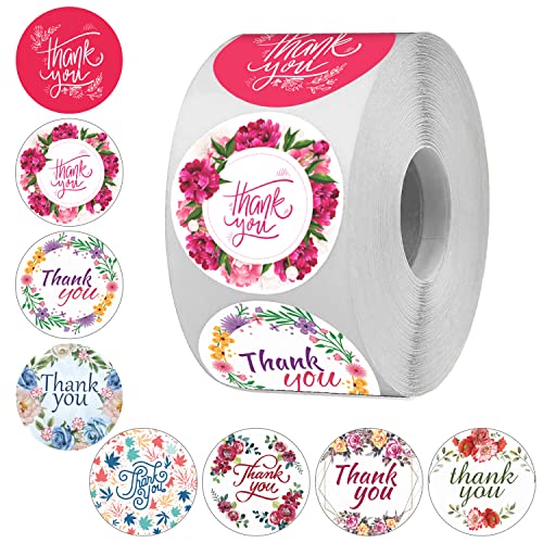 Clickedin 500 Pieces Round Multi Designs Thank You Floor Stickers for Small Business, Vinyl, 1.5 X 1.5 Inches (Thank You Sticker), Self-Adhesive