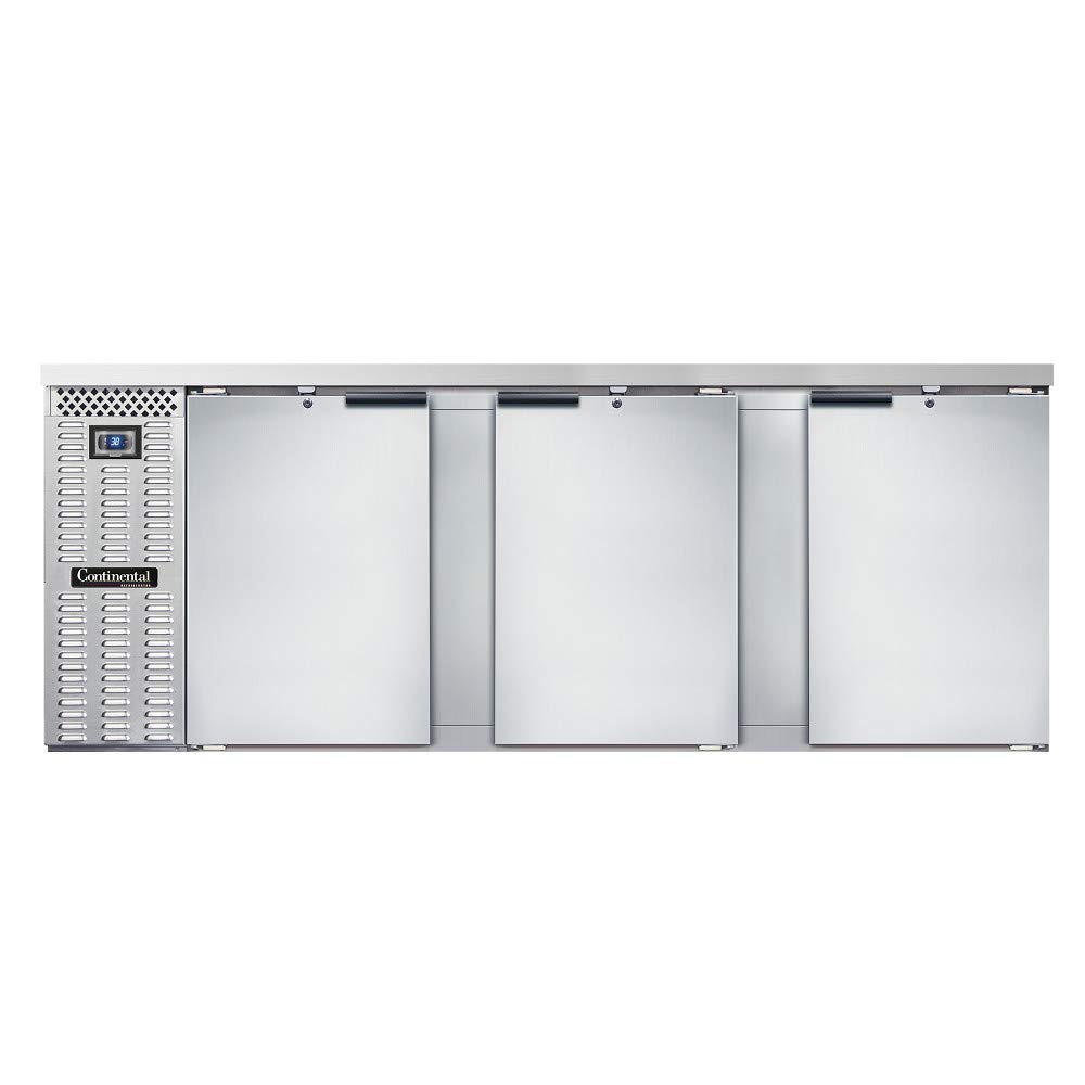 BBC90-SS Three Section Refrigerated Back Bar Cooler by Continental Refrigerator – Commercial Grade
