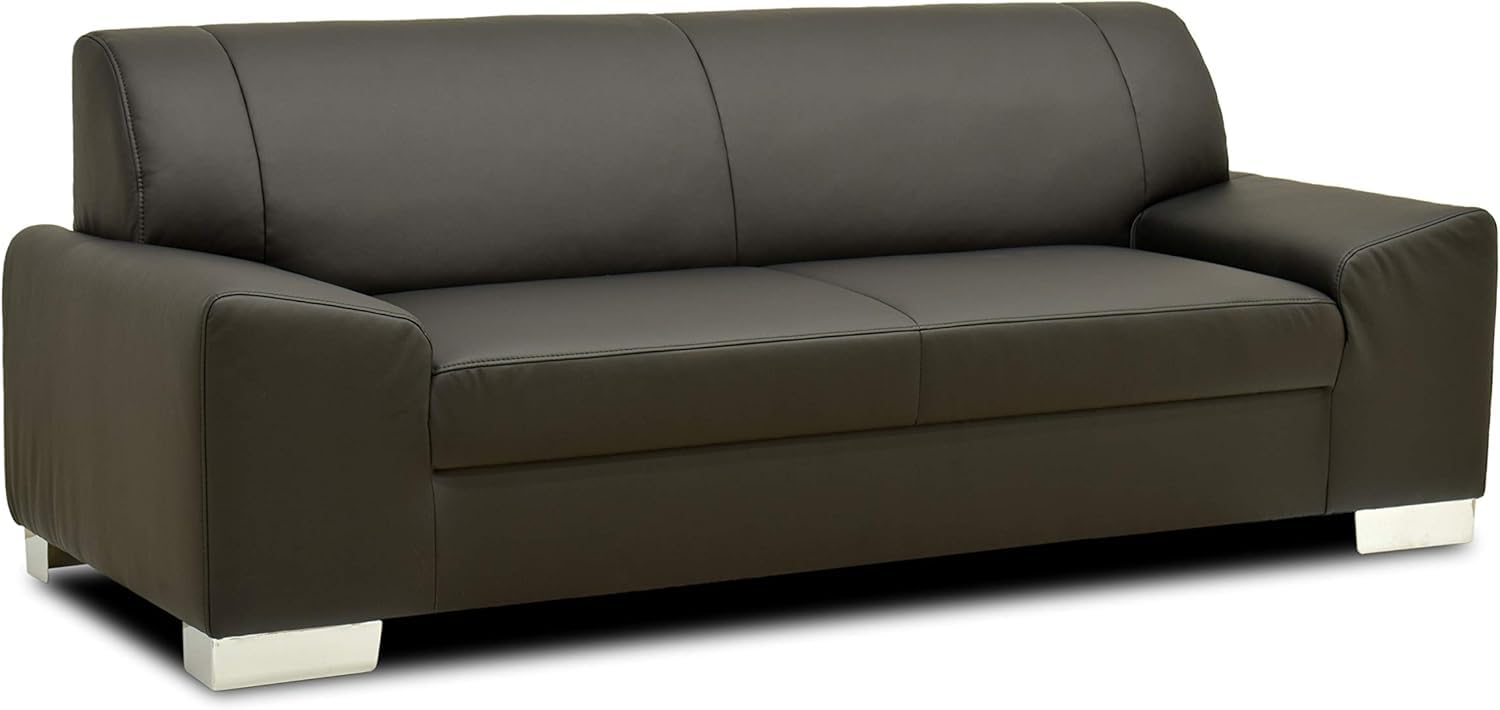 DOMO. collection Sofa Alisson, 3er Couch, 3 Sitzer, 3er Garnitur, Polstergarnitur 199 x 83 x 75 cm (BxTxH), in schwarz | 3 Sitzer aus Kunstleder mit Wellenfederung und Chromfüßen, 203 x 83 x 75 cm (BxTxH)