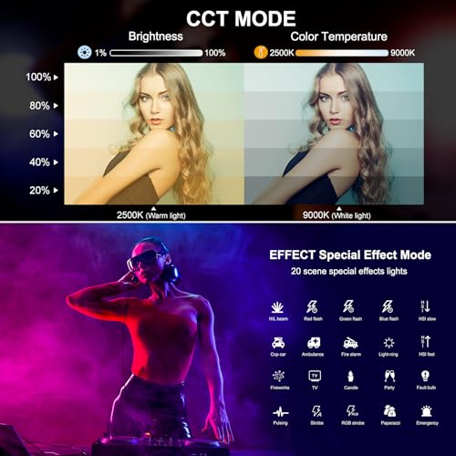 OBETS 30cm RGB Lámpara de vídeo portátil, luz de Relleno LED con batería de 3000 mAh, 2500 – 9000 K, luz de Tubo de cámara Regulable para Estudio fotografía TikTok Youtube Vlog - imagen 3