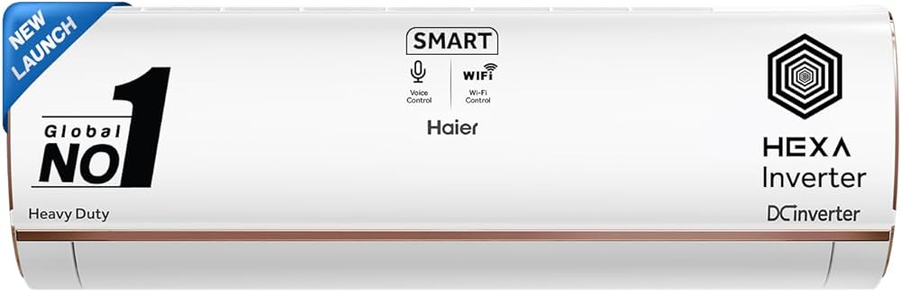 Haier 1.5 Ton 5 Star Heavy Duty Hexa Inverter Intelli Smart Split AC (Copper, 7 in 1 Convertible, Anti Bacterial Filter, Cools at 60°C Temp, 20 Mtrs Air Throw - HSU19K-PYFR5BN-INV, 2024 Model) : Amazon.in: Appliances