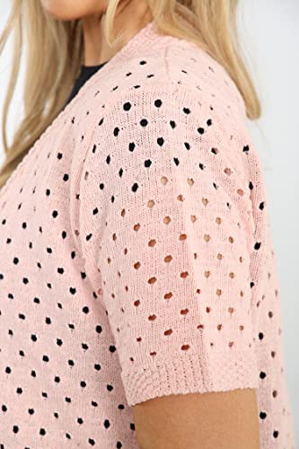 Loxdonz Women's Short Sleeve Knit Crochet Cardigan Sweaters Open Front Coat Summer Cardigan for Women4