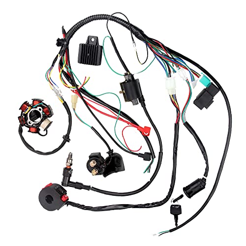Kacepar Kit d'allumage CDI de faisceau de câbles, kit d'allumage CDI de faisceau de câbles adapté aux quads de démarrage électrique chinois 50cc 70cc 90cc...