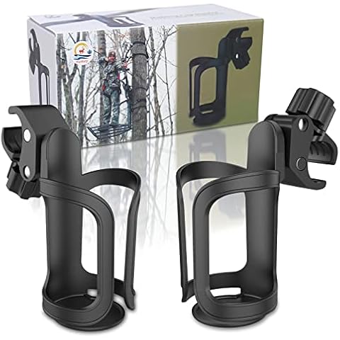 Huntury Cup Holder for Treestand Hunting, Easy Clamps On Tree Stand Or Climbing Sticks, Bottle Holder for Hunting, Install No Drilling Or Tool Needed Package of 2 Cover