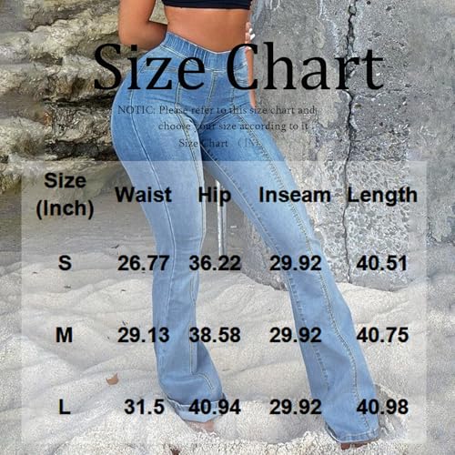 fanmpghleoo Flare Jeans for Women High Waisted Pull On Jeans Stretchy Butt Lifting Denim Pants Elastic Waist Flare Pants4