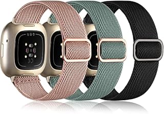 Oielai 3 Stück Armband Kompatibel mit Fitbit Versa 4 Armband/Fitbit Versa 3 Armband/Fitbit Sense Armband Damen Herren, Weiches Elastisch Nylon Sport Ersatzband für Versa 4/Versa 3/Sense