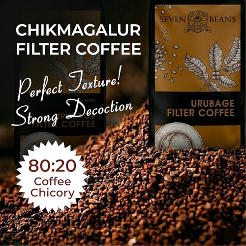 Image of Seven Beans Urubage | Medium Roast | South Indian Filter Coffee Powder - 80:20 Coffee Chicory Blend - Traditional Filter Kaapi - 500g (Pack of 2)