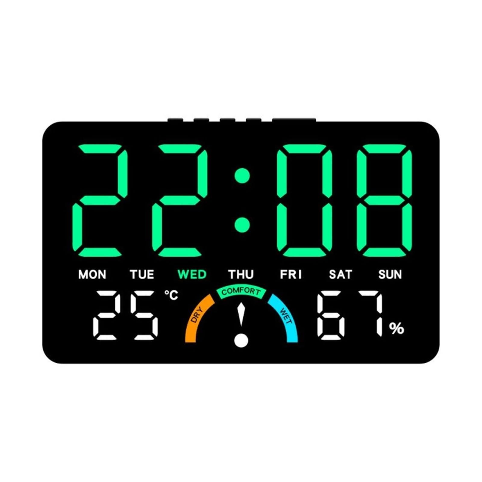 Naścienny Elektroniczny Zegar Ścienny Temperatura Data Cyfrowe Zegary LED Sterowanie Głosowe Wyświetlacz Domowy Stołowy Do Sypialni Precyzyjny I Czytelny(Black-Blue)