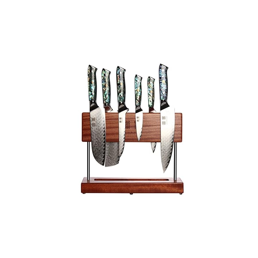 Professional-Kitchen-Knife-Set-7-Pieces-Japan-VG10-Super-Steel-67-Layer-Damascus-Steel-Shell-Resin-Handle-Kitchen-Knife-Set-with-Sapele-Magnetic-Knife-Holder Professional Kitchen Knife Set 7 Pieces - Japan VG10 Super Steel 67 Layer Damascus Steel Shell Resin Handle Kitchen Knife Set with Sapele Magnetic Knife Holder