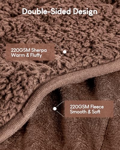 Image of Cottonblue Weighted Blanket for Adults 15 lbs Queen Size 60x80 in, Cozy Flannel Sherpa Fleece Weighted Throw Blankets Comfortable for Calming and Relax, Shaggy Bed Sofa Heavy Blankets, Chocolate Brown