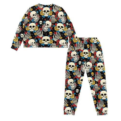 Image of Womens Lounge Set Long Sleeve Soft Pajama Sets | Casual 2 Piece Pj Outfit, Crewneck Sleepwear with Pockets, Adjustable Drawstring, Soft Comfy Fall Pajamas, Plus Size