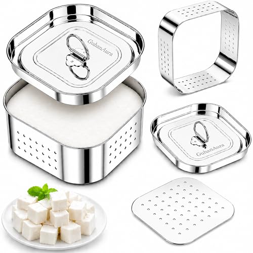 Image of Medium Stainless Steel Paneer Maker Mould Press 550 ML | Paneer Maker Steel for Homemade Paneer, Tofu & Sprouts | Durable Food Grade Material | Rust Resistant, Easy to Use & Clean