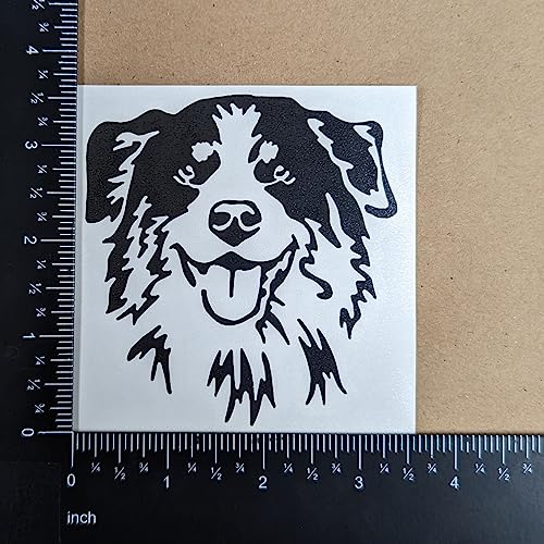 Australian Shepherd Decal 4 Pack: Haulin' Auss, Aussie Heartbeat, Australian Shepherd Heart, Detailed Aussie Face Decals (Small ~3.5", Black) by Slaced - Image 9