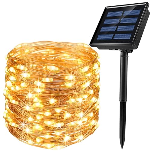 Luzes solares de corda ao ar livre, 22m 200 LED luz solares superbrilhantes à prova d'água de para