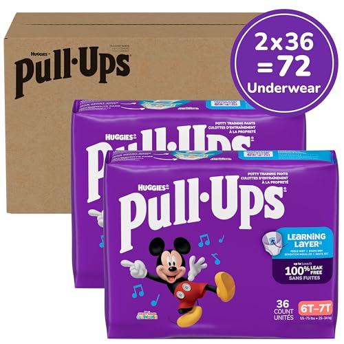 Image of Pull-Ups Boys' Potty Training Pants, Size 6T-7T Training Underwear (55-75 lbs), 72 Count